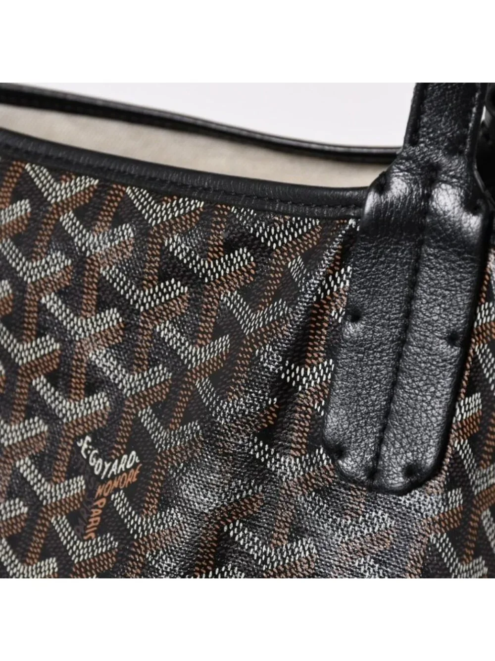 Goyard Super Rare Saint Louis XXL Tote Bag Leather Black Markage Herringbone